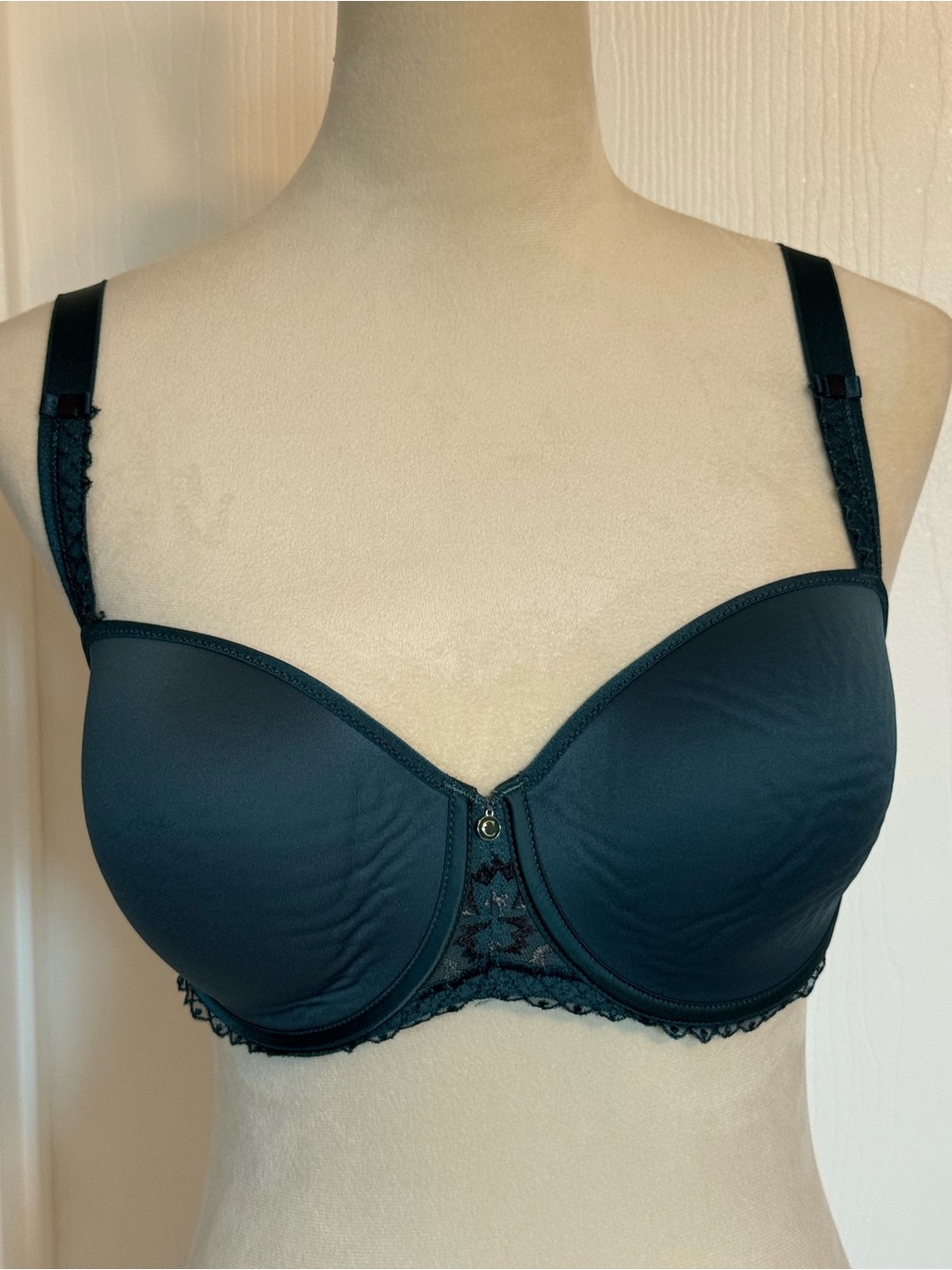 Chantelle Teal T-Shirt Bra with Lace Trim - Women Intimates, 34DD